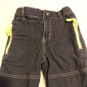 Mini Boden boys lined gray cargo pants, adjustable waistband, zipper, size 6